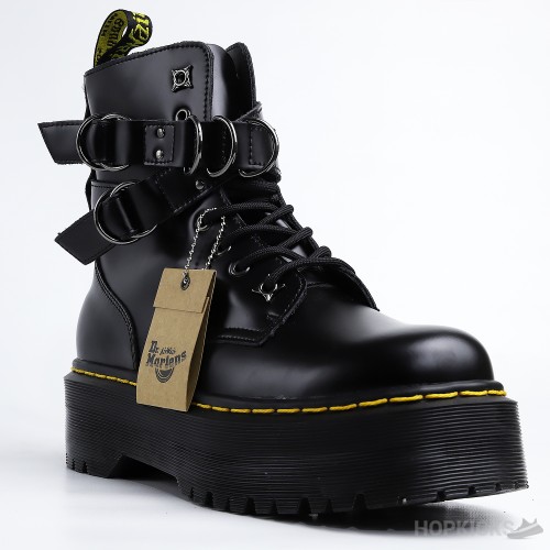 1460 smooth leather buckle boots